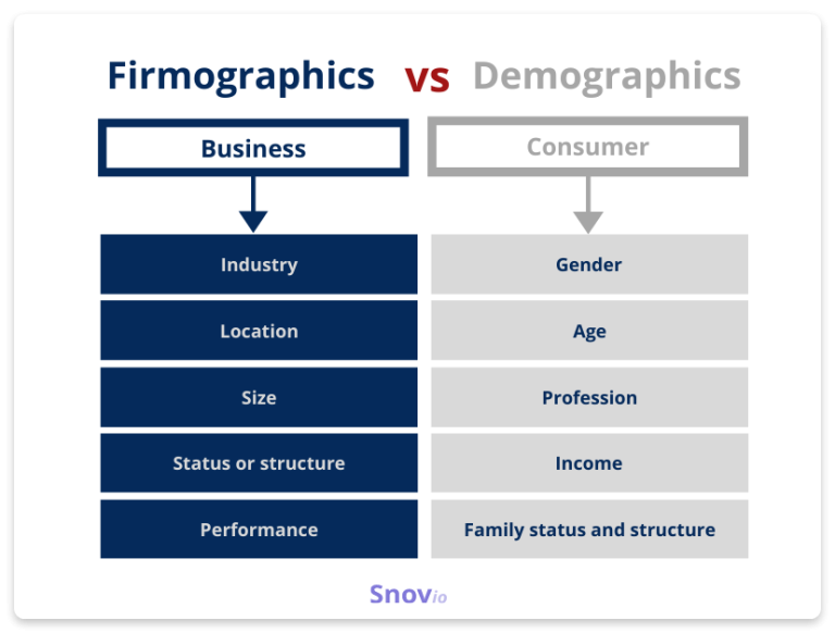 graphic showing differences between firmographics and demographics